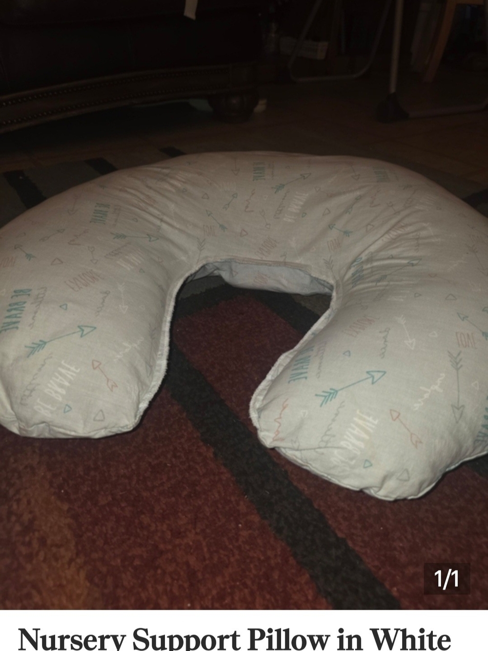 Nursery Support Pillow in White with Arrow Print